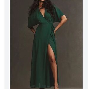 Reformation Winslow Emerald Green Wrap Maxi Dress
